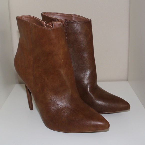 Mossimo Stiletto Cognac Ankle Boots - Picture 1 of 4